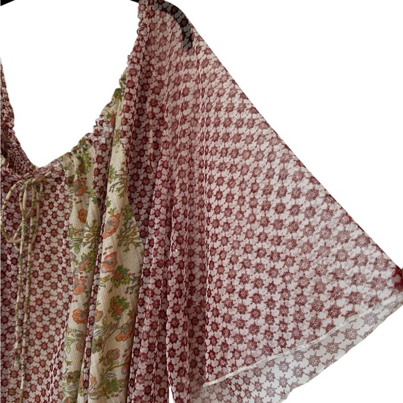 Free People Because I love You Tunic Sheer Floral Boho Oversize Size Large - Picture 8 of 10